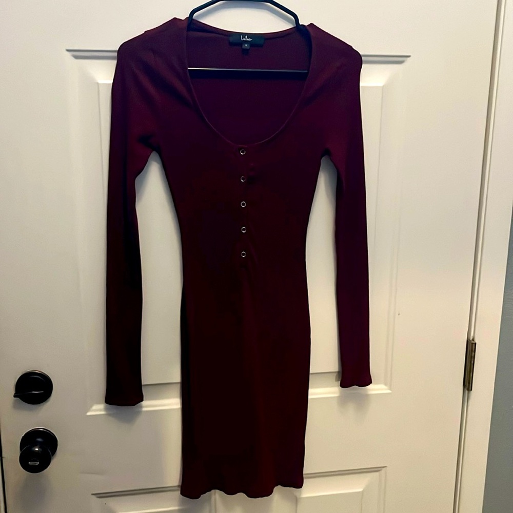 Lulus Sexy Burgundy Mini Sweater Dress - Size Small